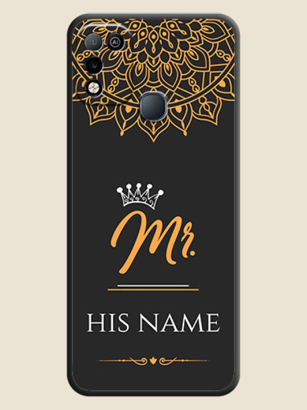 Custom Mr Name with Floral Design on Personalised Space Black Soft Matte Cases - Infinix Smart 5 - alternate view