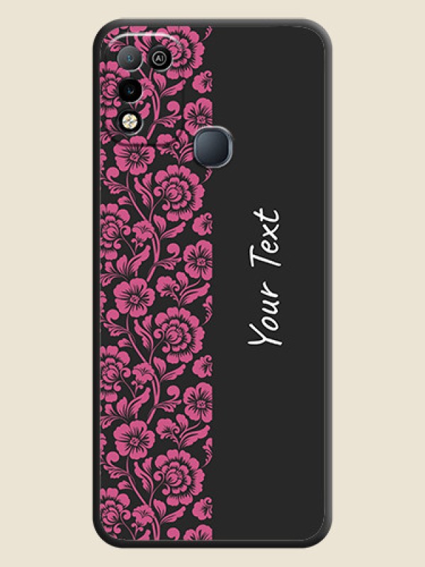 Custom Pink Floral Pattern Design With Custom Text On Space Black Personalized Soft Matte Phone Covers -Infinix Smart 5 - alternate view