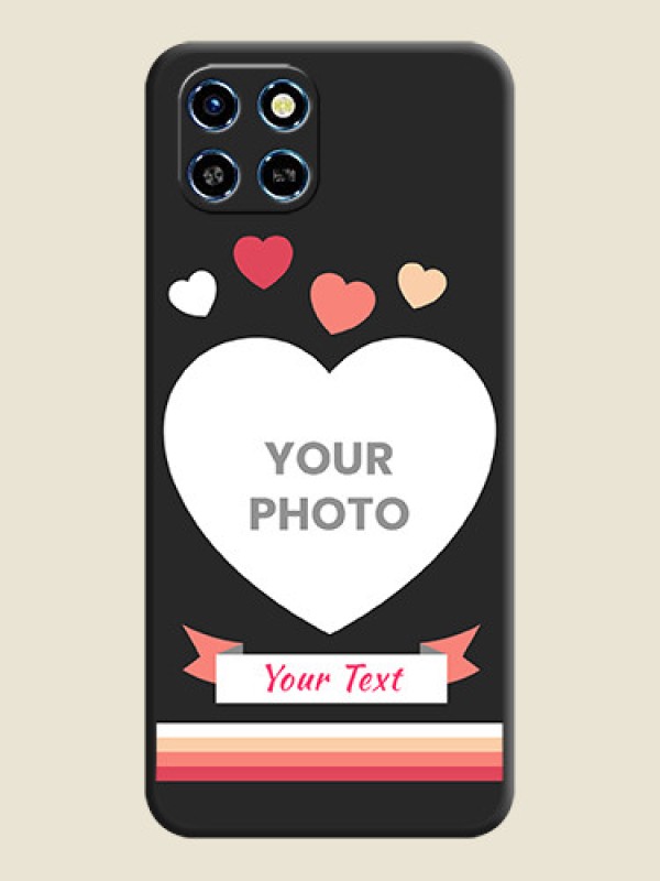 Custom Love Shaped Photo with Colorful Stripes on Personalised Space Black Soft Matte Cases - Infinix Smart 6 HD - alternate view
