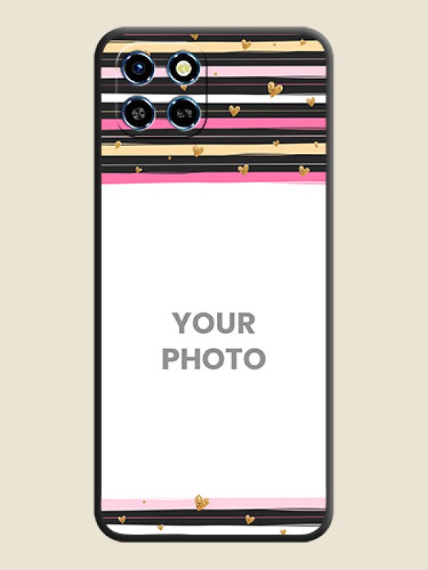 Custom Multicolor Lines and Golden Love Symbols Design - Photo on Space Black Soft Matte Mobile Cover - Infinix Smart 6 HD - alternate view