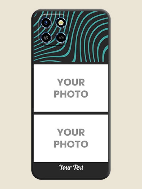 Custom Wave Pattern with 2 Image Holder on Space Black Personalized Soft Matte Phone Covers - Infinix Smart 6 HD - alternate view