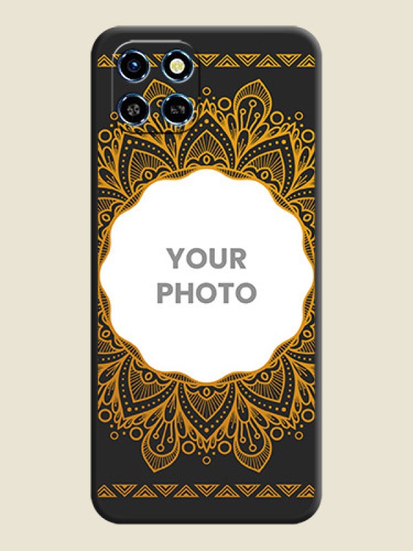 Custom Round Image with Floral Design - Photo on Space Black Soft Matte Mobile Cover - Infinix Smart 6 HD - alternate view