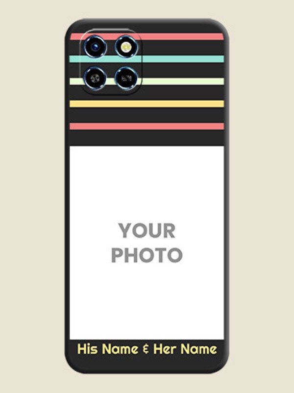 Custom Color Stripes with Photo and Text - Photo on Space Black Soft Matte Mobile Case - Infinix Smart 6 HD - alternate view