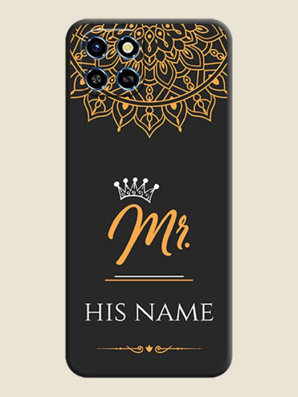Custom Mr Name with Floral Design on Personalised Space Black Soft Matte Cases - Infinix Smart 6 HD - alternate view