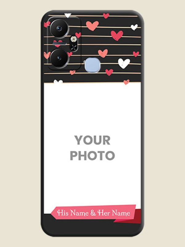Custom Love Pattern with Name on Pink Ribbon - Photo on Space Black Soft Matte Back Cover - Infinix Smart 6 Plus - alternate view