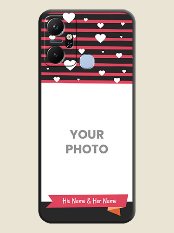 Custom White Color Love Symbols with Pink Lines Pattern on Space Black Custom Soft Matte Phone Cases - Infinix Smart 6 Plus - alternate view