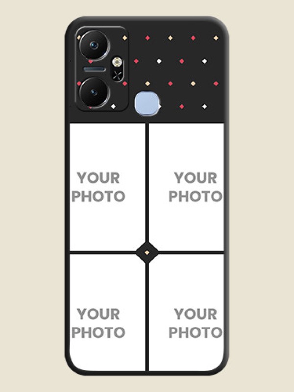 Custom Multicolor Dotted Pattern with 4 Image Holder on Space Black Custom Soft Matte Phone Cases - Infinix Smart 6 Plus - alternate view