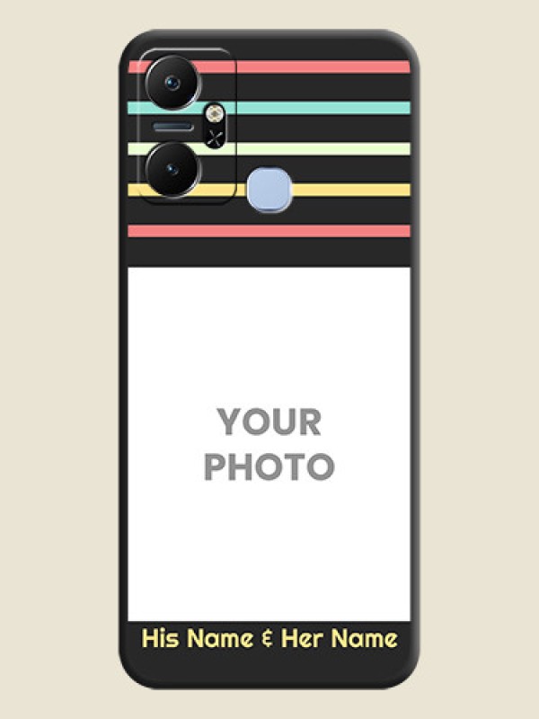 Custom Color Stripes with Photo and Text - Photo on Space Black Soft Matte Mobile Case - Infinix Smart 6 Plus - alternate view