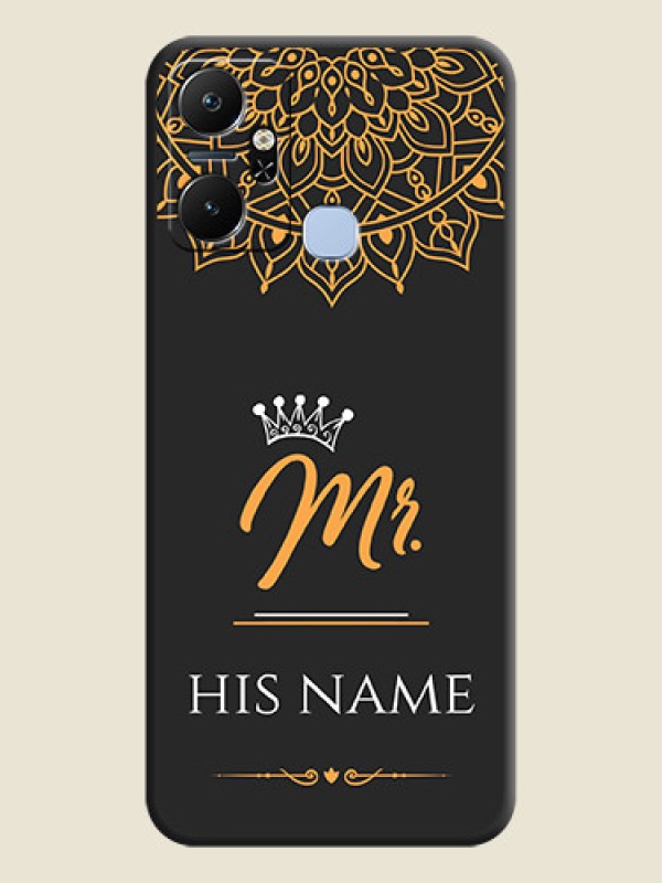 Custom Mr Name with Floral Design on Personalised Space Black Soft Matte Cases - Infinix Smart 6 Plus - alternate view