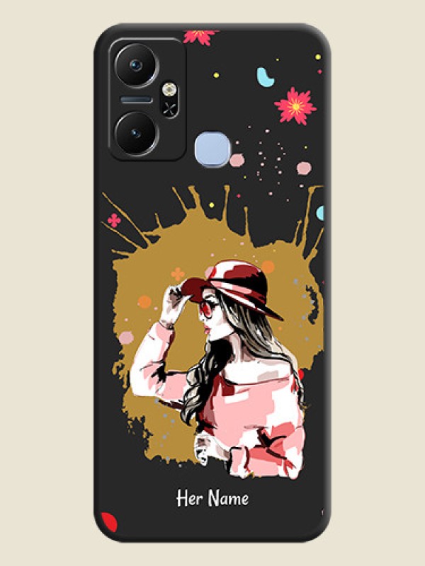 Custom Mordern Lady With Color Splash Background With Custom Text On Space Black Personalized Soft Matte Phone Covers - Infinix Smart 6 Plus - alternate view