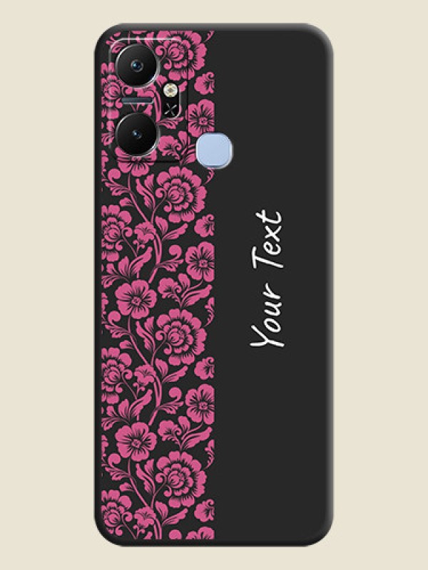 Custom Pink Floral Pattern Design With Custom Text On Space Black Personalized Soft Matte Phone Covers - Infinix Smart 6 Plus - alternate view