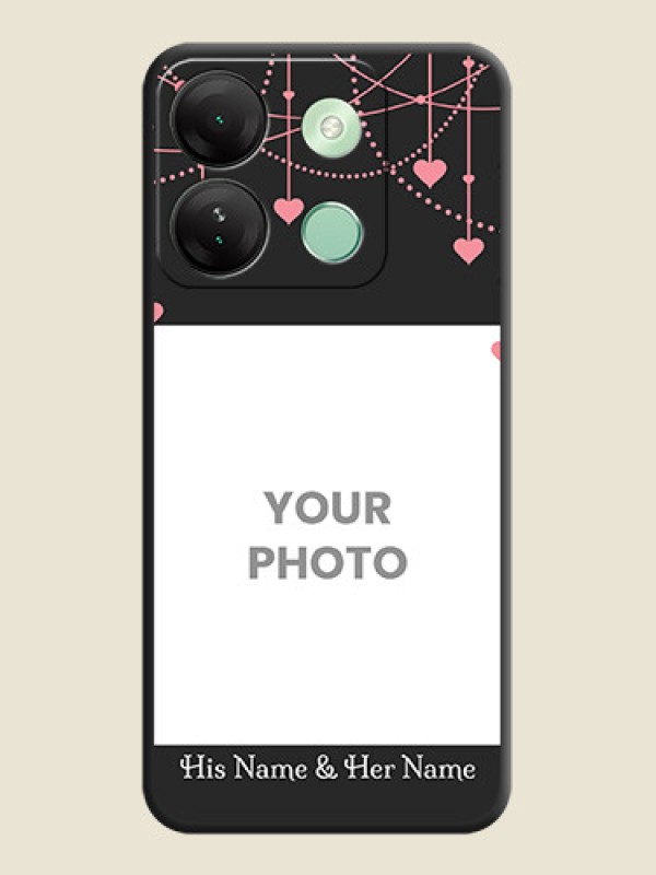 Custom Pink Love Hangings with Text on Space Black Custom Soft Matte Back Cover - Infinix Smart 7 Hd - alternate view