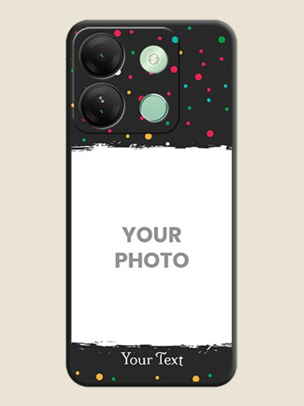 Custom Multicolor Dotted Pattern with Text on Space Black Custom Soft Matte Phone Back Cover - Infinix Smart 7 Hd - alternate view