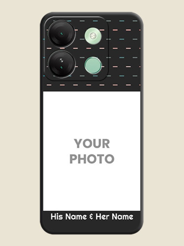 Custom Line Pattern Design with Text on Space Black Custom Soft Matte Phone Back Cover - Infinix Smart 7 Hd - alternate view