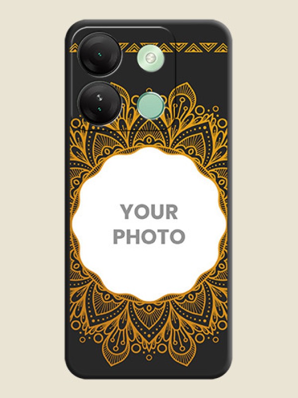 Custom Round Image with Floral Design - Photo on Space Black Soft Matte Mobile Cover - Infinix Smart 7 Hd - alternate view