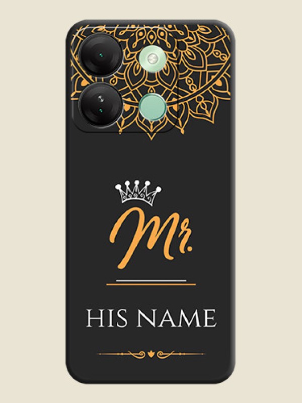 Custom Mr Name with Floral Design on Personalised Space Black Soft Matte Cases - Infinix Smart 7 Hd - alternate view