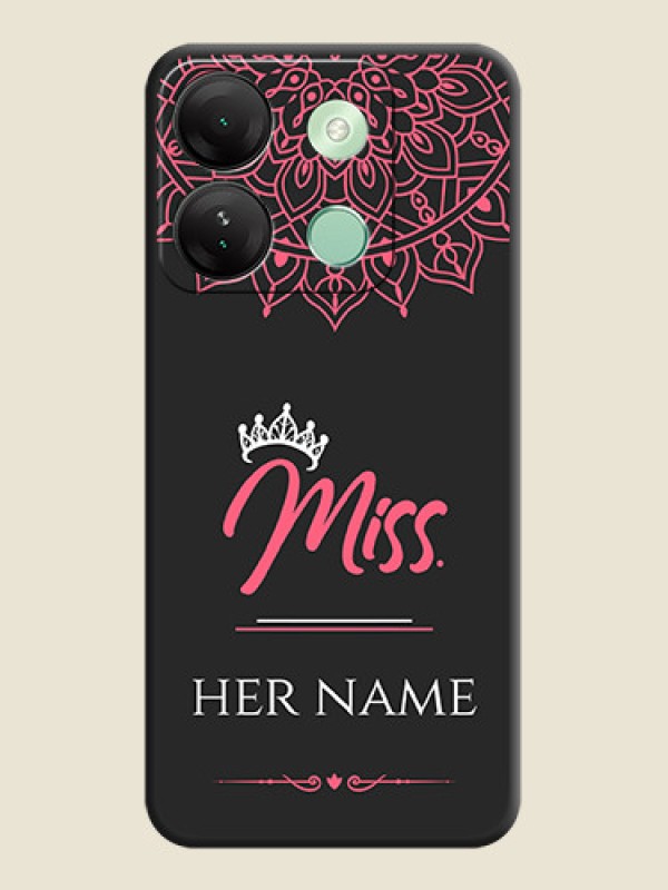Custom Mrs Name with Floral Design on Space Black Personalized Soft Matte Phone Covers - Infinix Smart 7 Hd - alternate view