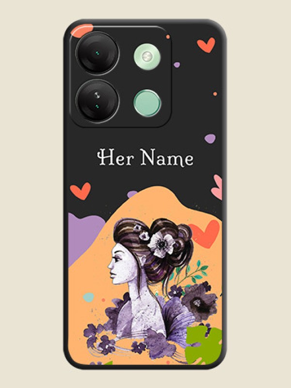 Custom Namecase For Her With Fancy Lady Image On Space Black Personalized Soft Matte Phone Covers - Infinix Smart 7 Hd - alternate view