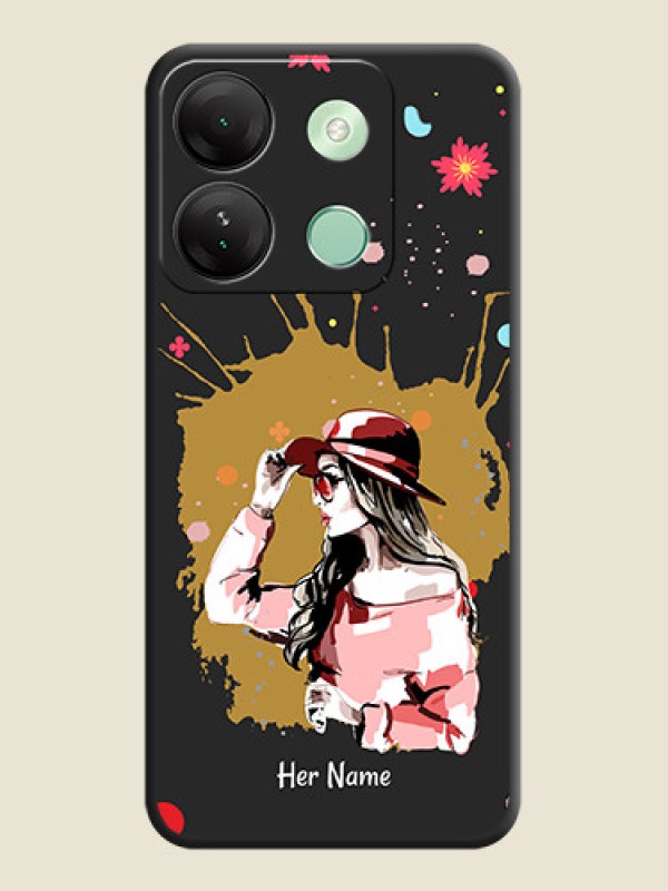 Custom Mordern Lady With Color Splash Background With Custom Text On Space Black Personalized Soft Matte Phone Covers - Infinix Smart 7 Hd - alternate view