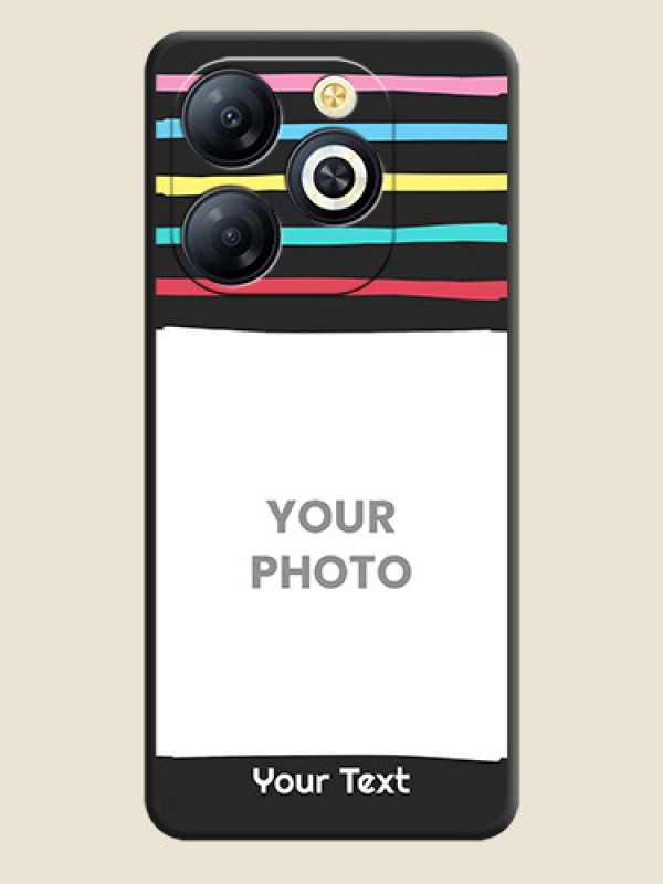 Custom Multicolor Lines with Image On Space Black Custom Soft Matte Mobile Back Cover - Smart 8 HD - alternate view