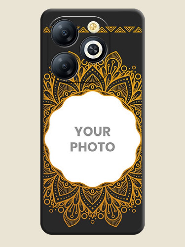 Custom Round Image with Floral Design On Space Black Custom Soft Matte Mobile Back Cover - Smart 8 HD - alternate view