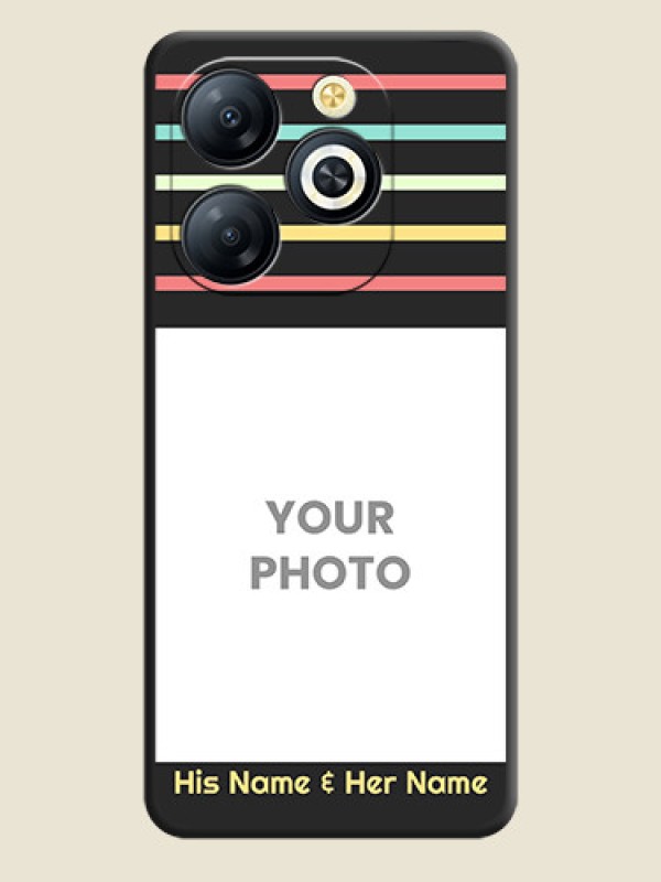 Custom Color Stripes with Photo and Text on Photo On Space Black Custom Soft Matte Mobile Back Cover - Smart 8 HD - alternate view