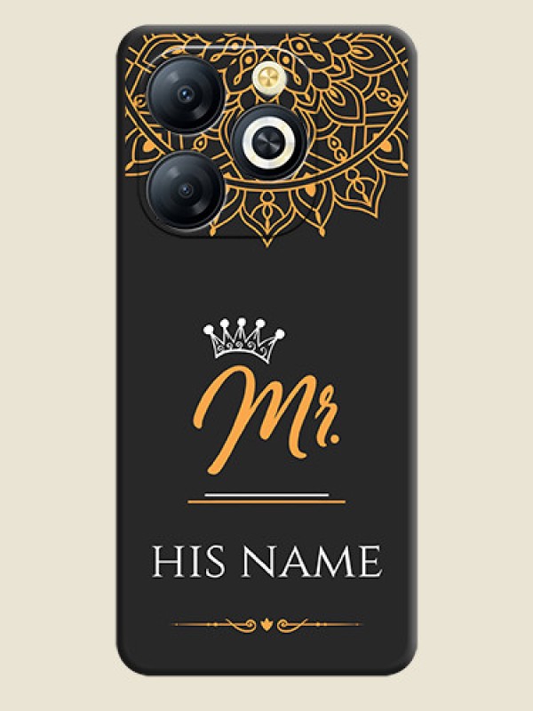 Custom Mr Name with Floral Design On Space Black Custom Soft Matte Mobile Back Cover - Smart 8 HD - alternate view