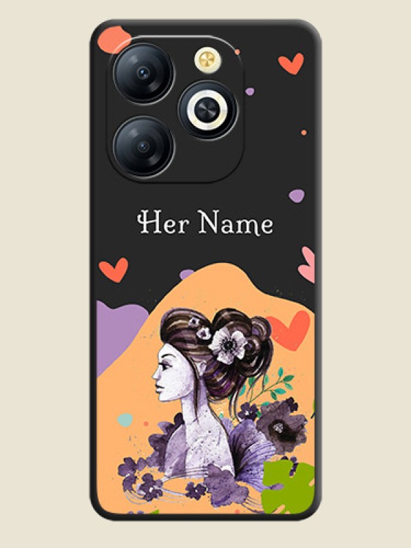 Custom Namecase For Her With Fancy Lady Image On Space Black Custom Soft Matte Mobile Back Cover - Smart 8 HD - alternate view