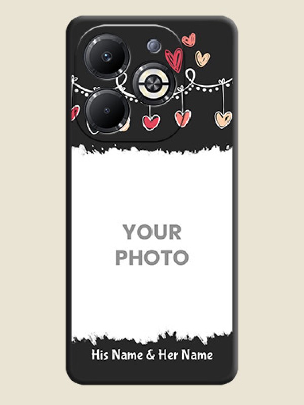 Custom Pink Love Hangings with Name On Space Black Custom Soft Matte Mobile Back Cover - Infinix Smart 8 Plus - alternate view