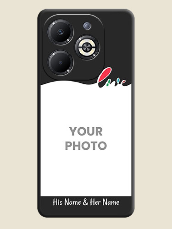 Custom Fall in Love Pattern with Picture on Photo On Space Black Custom Soft Matte Mobile Back Cover - Infinix Smart 8 Plus - alternate view