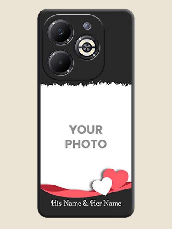 Custom Pin Color Love Shaped Ribbon Design with Text On Space Black Custom Soft Matte Mobile Back Cover - Infinix Smart 8 Plus - alternate view