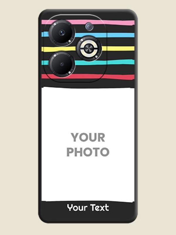 Custom Multicolor Lines with Image On Space Black Custom Soft Matte Mobile Back Cover - Infinix Smart 8 Plus - alternate view