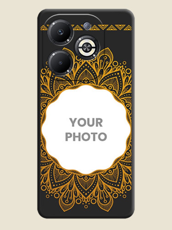 Custom Round Image with Floral Design On Space Black Custom Soft Matte Mobile Back Cover - Infinix Smart 8 Plus - alternate view