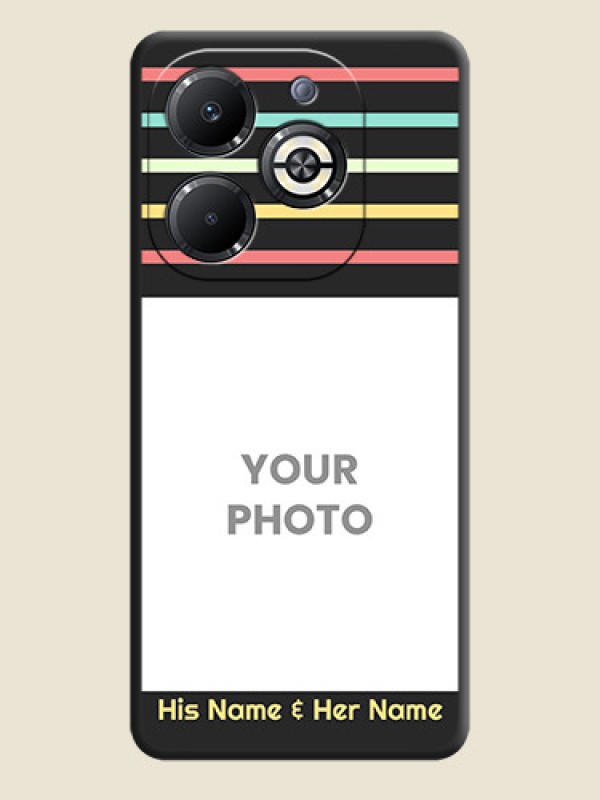 Custom Color Stripes with Photo and Text on Photo On Space Black Custom Soft Matte Mobile Back Cover - Infinix Smart 8 Plus - alternate view