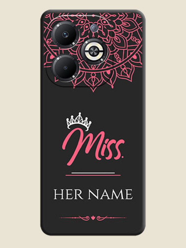Custom Mrs Name with Floral Design On Space Black Custom Soft Matte Mobile Back Cover - Infinix Smart 8 Plus - alternate view