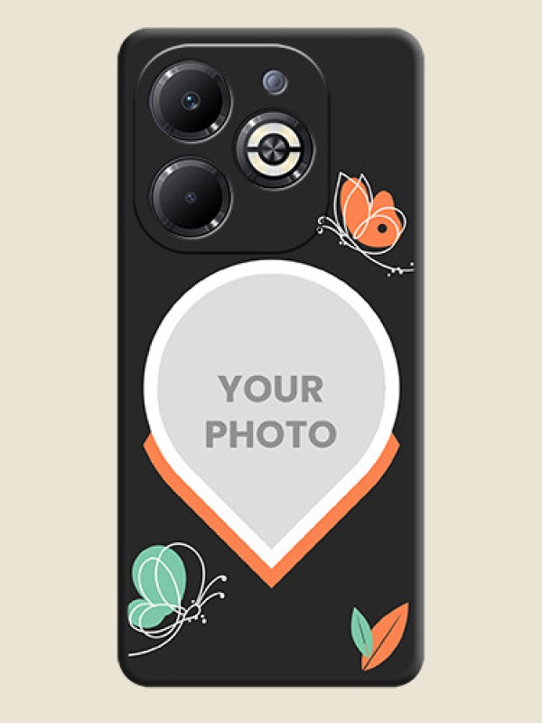 Custom Upload Pic With Simple Butterly Design On Space Black Custom Soft Matte Mobile Back Cover - Infinix Smart 8 Plus - alternate view