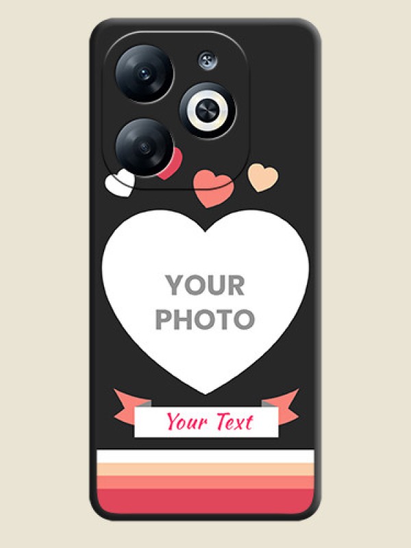 Custom Love Shaped Photo with Colorful Stripes on Personalised Space Black Soft Matte Cases - Infinix Smart 8 - alternate view