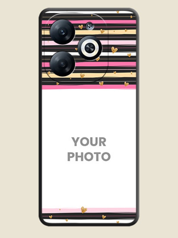 Custom Multicolor Lines and Golden Love Symbols Design - Photo on Space Black Soft Matte Mobile Cover - Infinix Smart 8 - alternate view