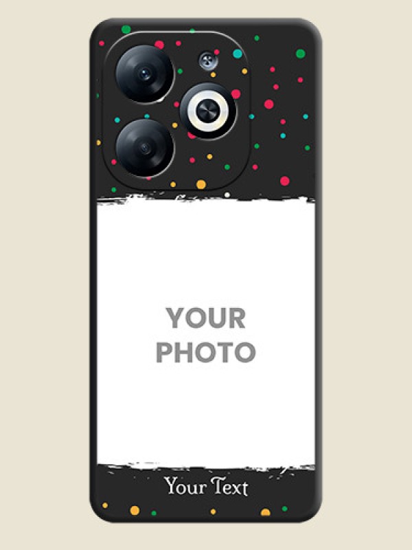 Custom Multicolor Dotted Pattern with Text on Space Black Custom Soft Matte Phone Back Cover - Infinix Smart 8 - alternate view