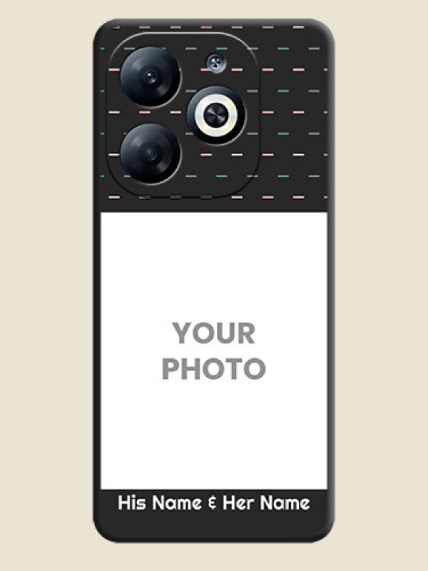 Custom Line Pattern Design with Text on Space Black Custom Soft Matte Phone Back Cover - Infinix Smart 8 - alternate view