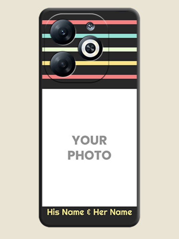 Custom Color Stripes with Photo and Text - Photo on Space Black Soft Matte Mobile Case - Infinix Smart 8 - alternate view
