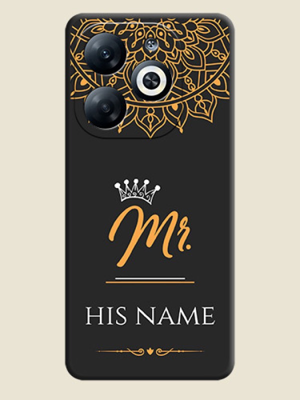 Custom Mr Name with Floral Design on Personalised Space Black Soft Matte Cases - Infinix Smart 8 - alternate view