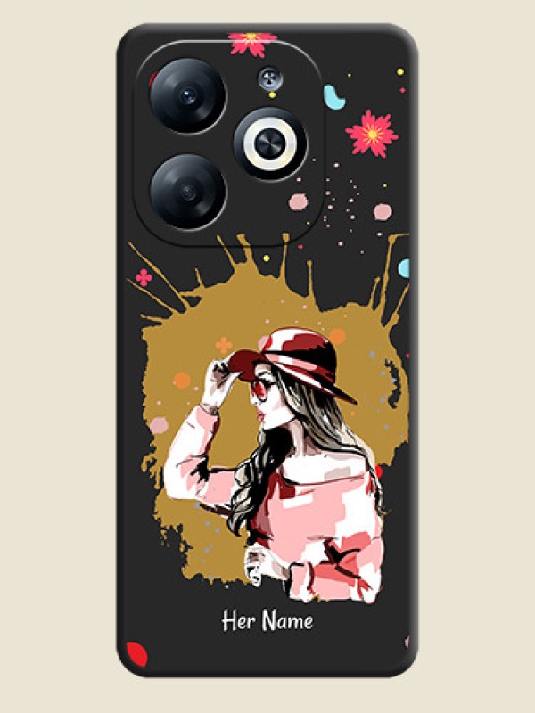 Custom Mordern Lady With Color Splash Background With Custom Text On Space Black Personalized Soft Matte Phone Covers - Infinix Smart 8 - alternate view