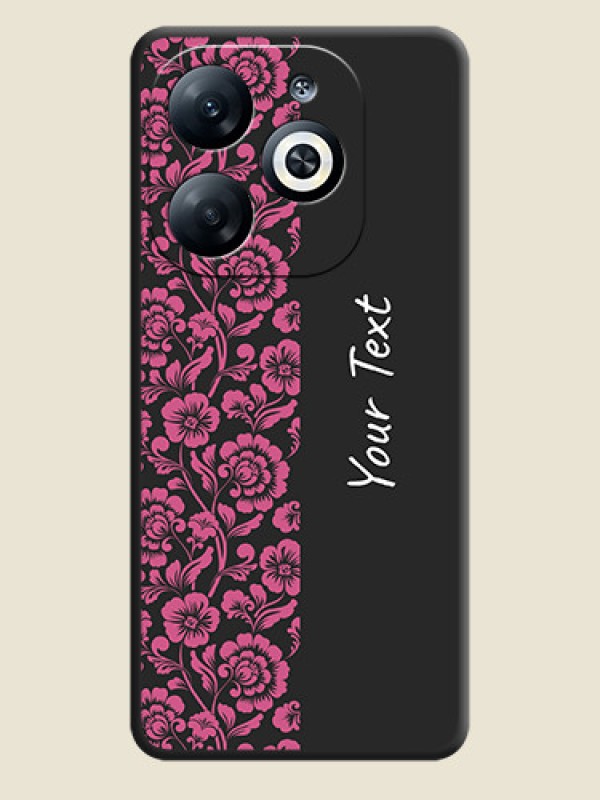 Custom Pink Floral Pattern Design With Custom Text On Space Black Personalized Soft Matte Phone Covers - Infinix Smart 8 - alternate view
