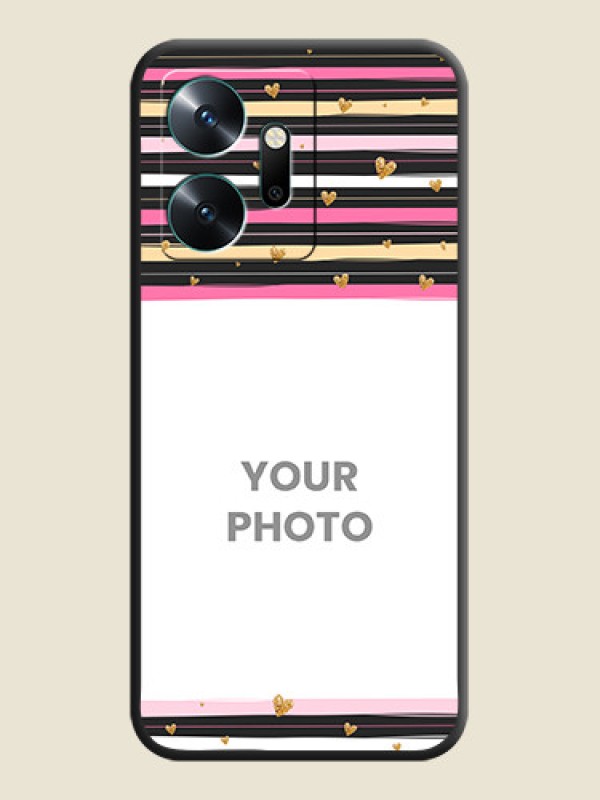 Custom Multicolor Lines and Golden Love Symbols Design - Photo on Space Black Soft Matte Mobile Cover - Infinix Zero 20 - alternate view