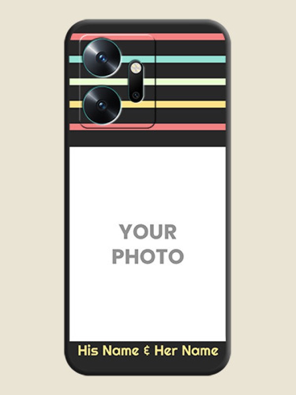 Custom Color Stripes with Photo and Text - Photo on Space Black Soft Matte Mobile Case - Infinix Zero 20 - alternate view