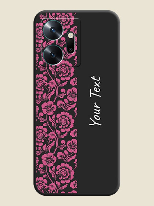 Custom Pink Floral Pattern Design With Custom Text On Space Black Personalized Soft Matte Phone Covers - Infinix Zero 20 - alternate view