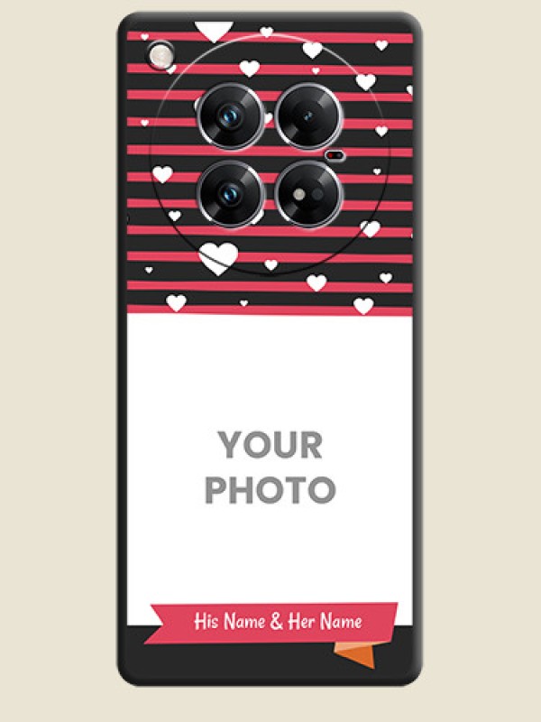 Custom White Color Love Symbols with Pink Lines Pattern On Space Black Custom Soft Matte Mobile Back Cover - Infinix Zero 40 5G - alternate view