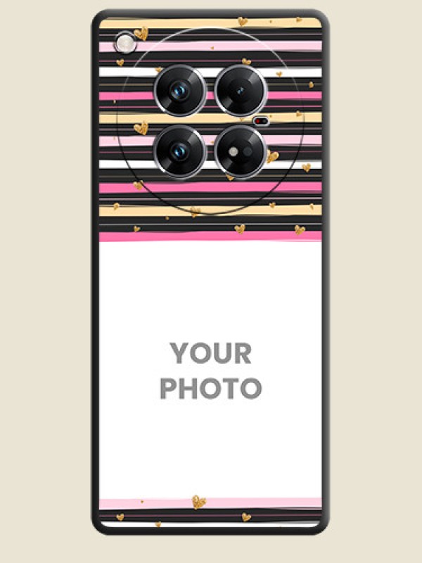 Custom Multicolor Lines and Golden Love Symbols Design on Photo On Space Black Custom Soft Matte Mobile Back Cover - Infinix Zero 40 5G - alternate view