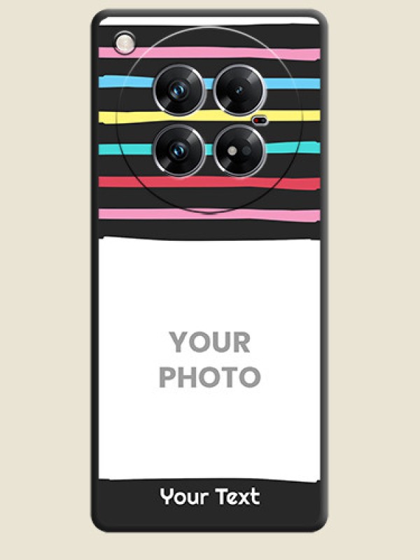 Custom Multicolor Lines with Image On Space Black Custom Soft Matte Mobile Back Cover - Infinix Zero 40 5G - alternate view